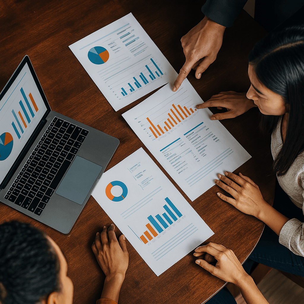Product team reviewing launch metrics and analytics dashboards