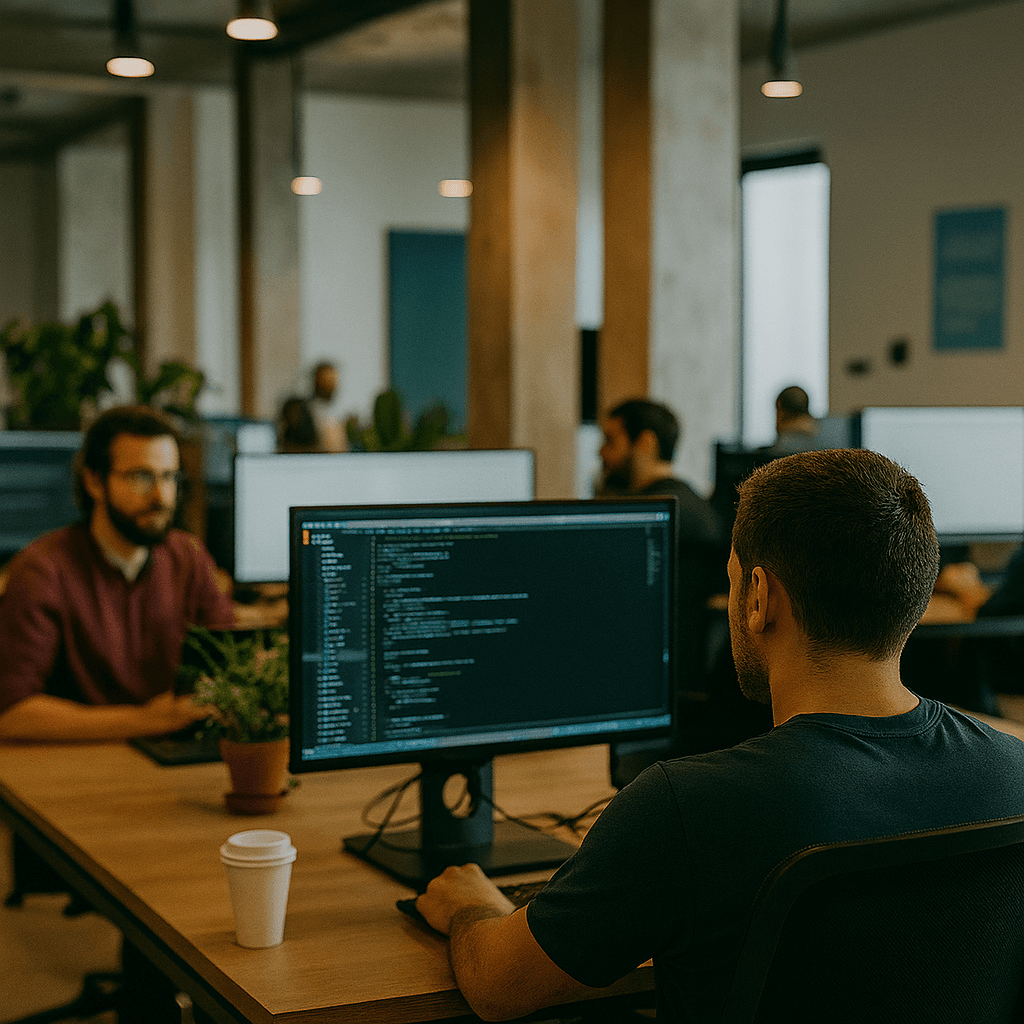 View of Horizon HR leadership reviewing analytics dashboard